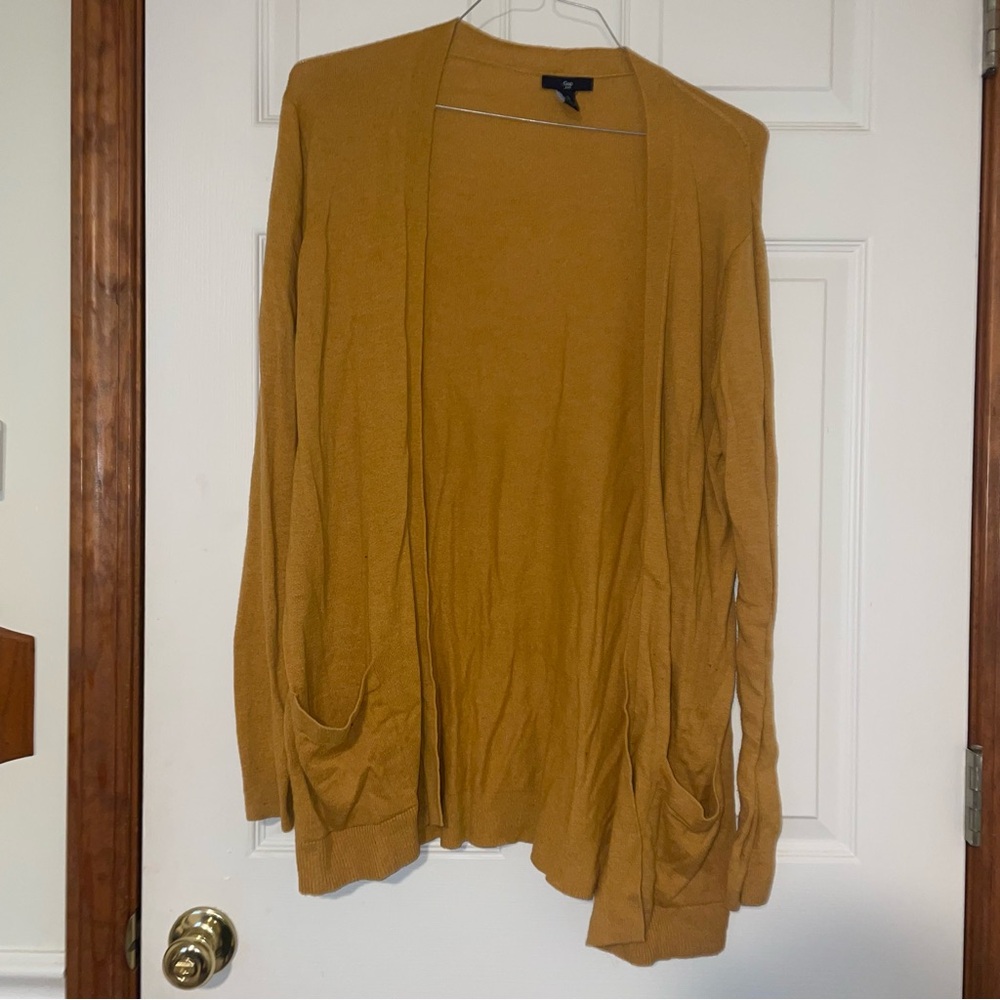 GAP Women's Yellow Open Front Cardigan